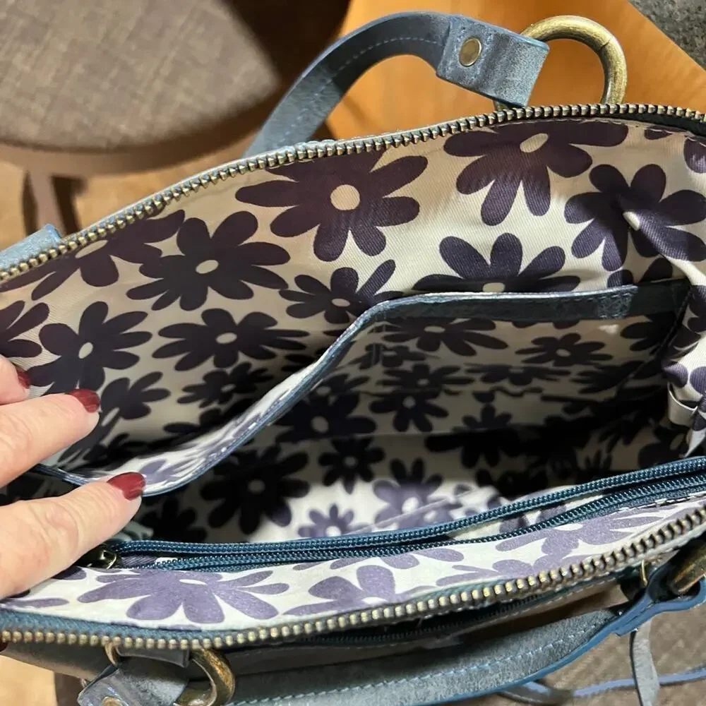 NINO BOSSI  blue satchel leather handbag